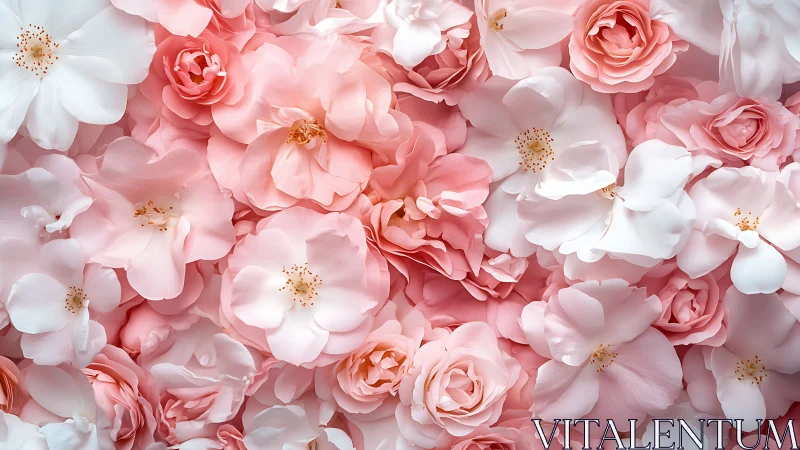 Layered Floral Composition: Pink and White Rose Profusion.