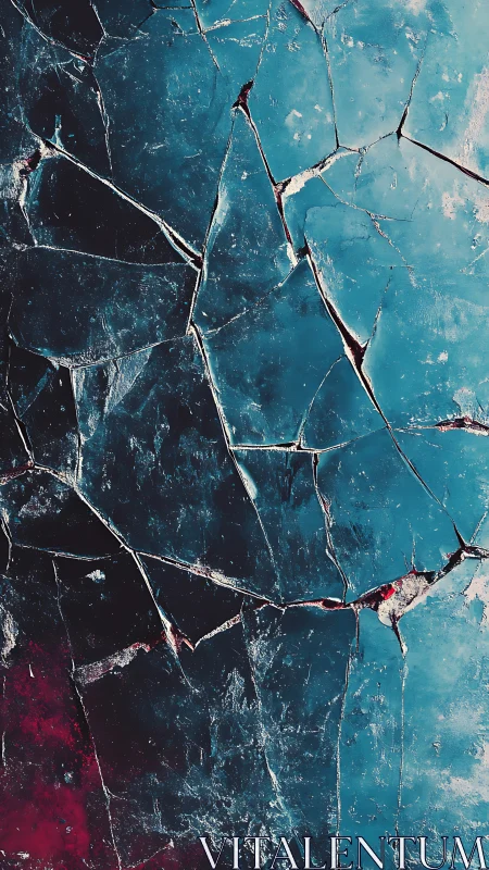 Shattered teal glass with hidden crimson glows inviting wonder.