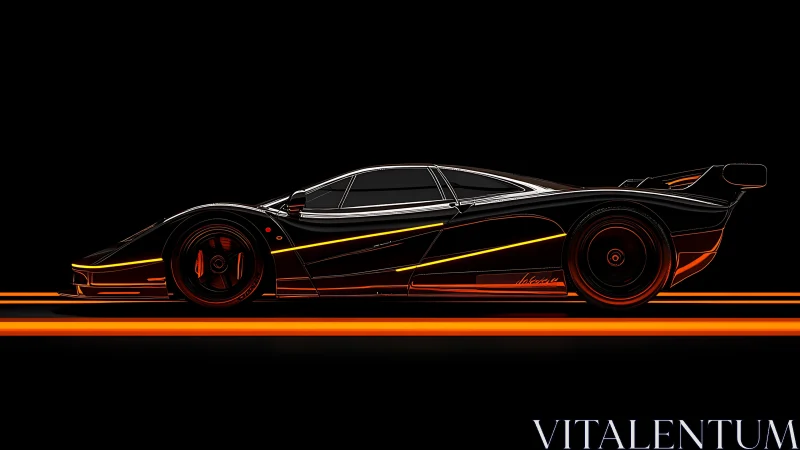 Neon-lit supercar silhouette glows with sleek futuristic energy