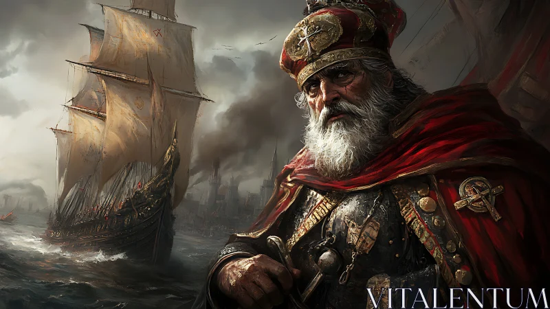 Stormworn admiral guards a burning empire’s last armada.