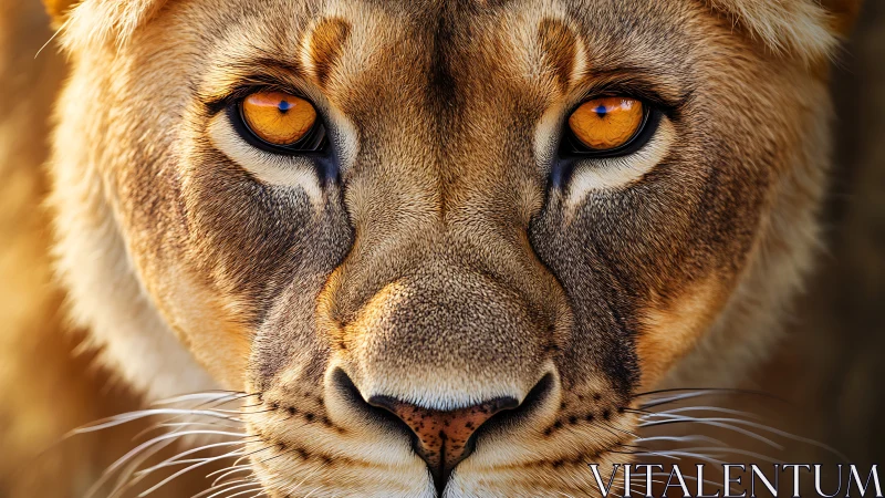 Lioness Face Close-Up Intense Golden Eyes Direct Gaze