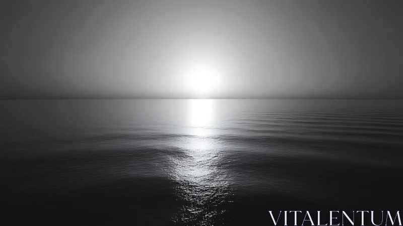 Monochrome seascape horizon with minimal sunset symmetry study.