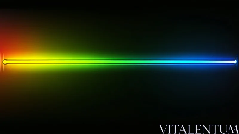 Rainbow laser line slices quietly through the digital night