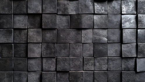 Moody charcoal tiles forming a cozy textured backdrop wall.