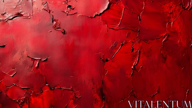 Bold Red Abstract Oil Painting with Thick Textured Strokes.