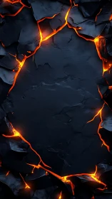 Molten Lava Fracture System with Incandescent Orange-Yellow Heat Radiation