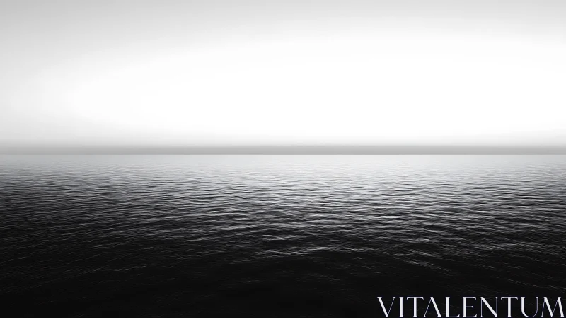 Monochrome seascape horizon with calm rippled water plane