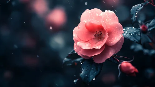 Pink Rose Dancing in the Rain with Grace.