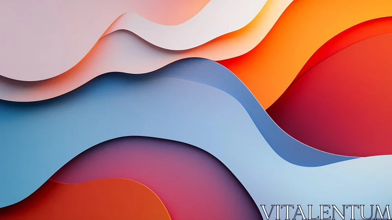 Layered sunrise currents in soft paper-cut wavescape.