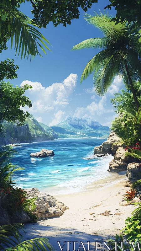 Tropical Paradise Cove with Mountain View