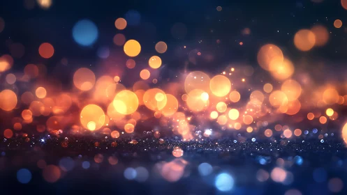 Abstract glowing bokeh lights in warm and cool tones, dreamy style.