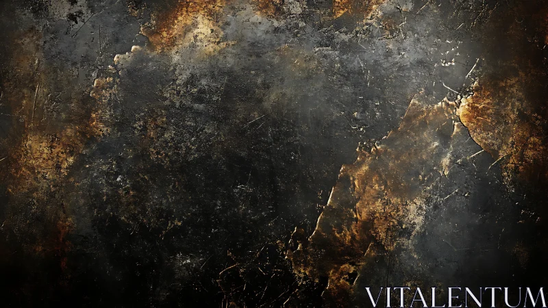 Textured dark grunge surface with worn golden patches.