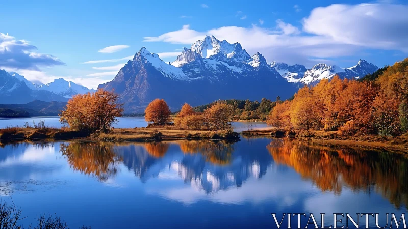 Autumn forests court sapphire peaks in a mirrored mountain lake