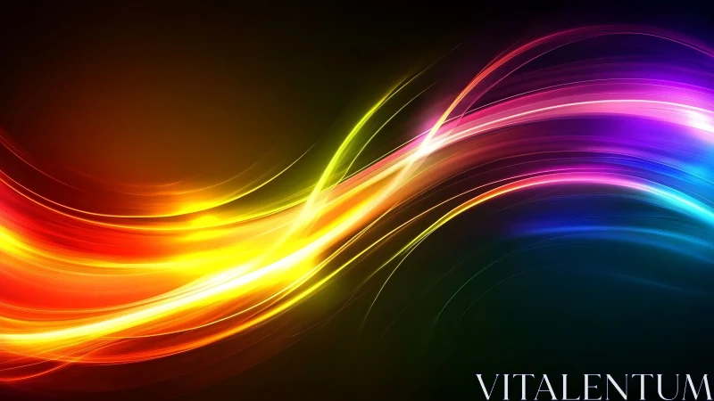 Chromatic light trails sweeping across dark gradient field.