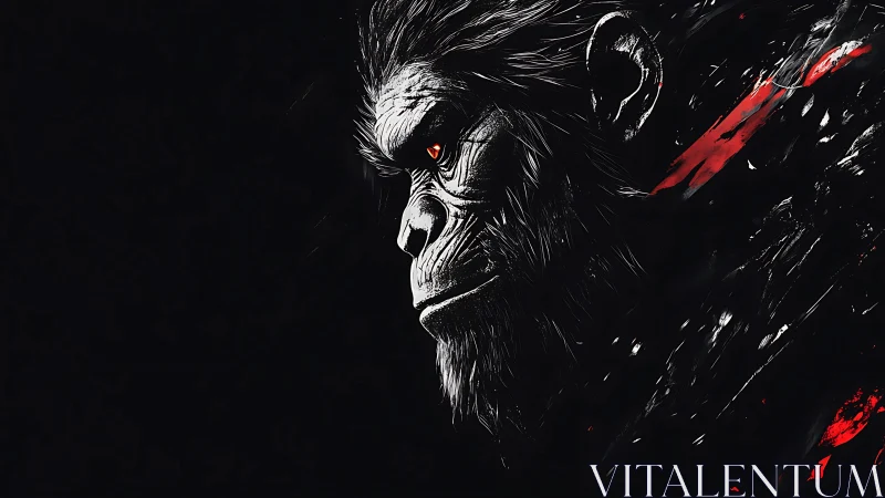 High-contrast simian profile in dynamic digital painting style.