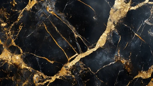 Velvety black marble crossed with glowing golden veins.