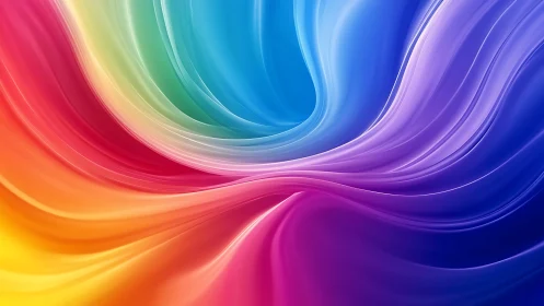Vibrant fluid rainbow waves merge in luminous swirl