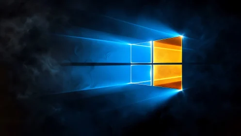 Luminescent window portal slicing through midnight vapors.