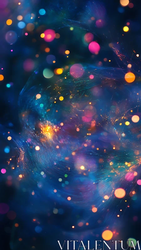 Spectral bokeh field with luminous particle wave interference.