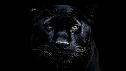 A Black Panther's Piercing Gaze Captivates in Dramatic Light.