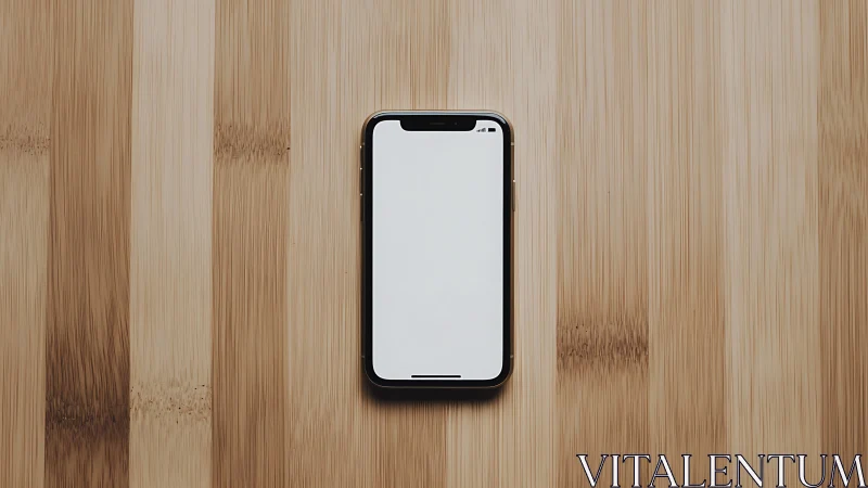 Smartphone Display Mock-Up on Bamboo Surface.