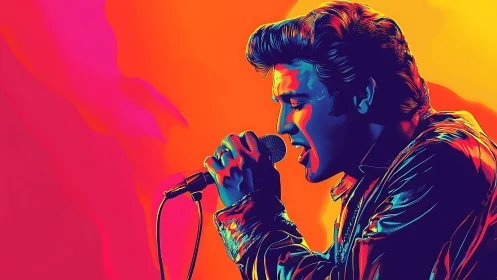 Neon-lit singer leans into the mic, igniting a vivid stage moment