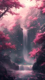 Velvet petal falls over a hidden crimson valley cascade.