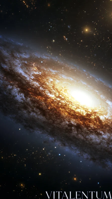 Spiral galaxy disc with bright core and dense star field.