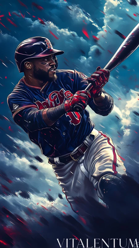 Storm-swing slugger carving lightning arcs through skyward dust.