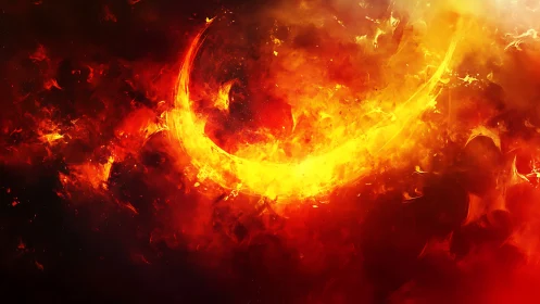 Intense Fire Explosion with Dynamic Yellow and Orange Flames.