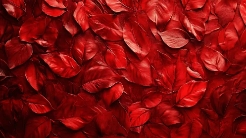 Crimson leaf tide rolling in textured waves of fiery color.