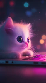 Neon-lit feline subject rendered with luminescent effects