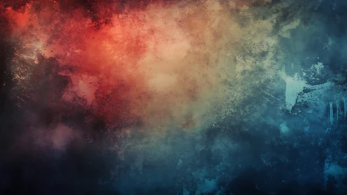 Vibrant red and blue abstract cloudscape blends textured light