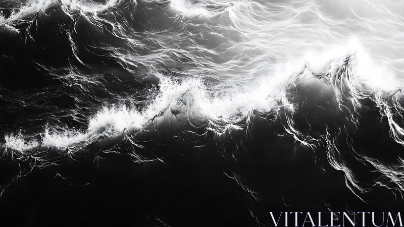 Silver storm over inky seas, a dance of light and shadow.