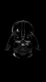 Black sci fi helmet rendered on dark monochrome background.