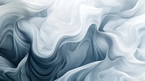 Layered white and gray abstract flowing wave forms.