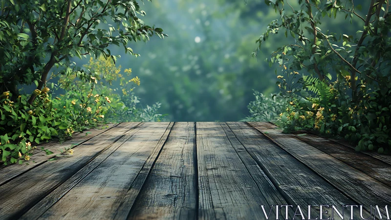 Wooden Boardwalk Through Vegetation in Natural Setting.
