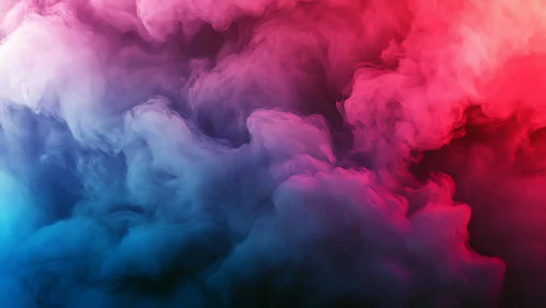 Colored vapor clouds merge in a high-contrast abstract gradient