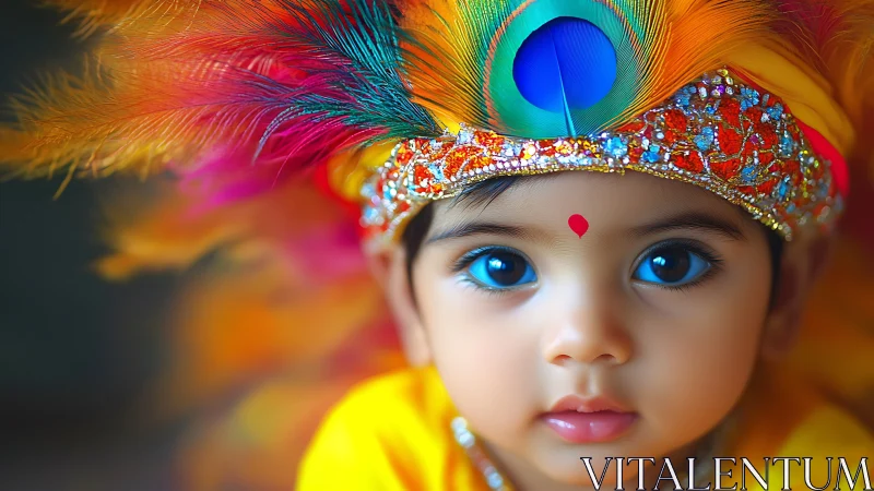 Young Child in Royal Peacock Costume.