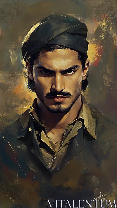 Intense male portrait in painterly digital realism.