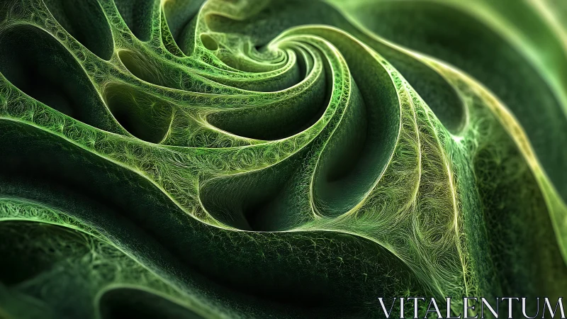 Fractal leaf vortex structure in luminous green spiral fields.