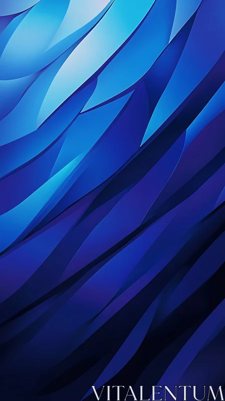 Layered blue abstract curves form overlapping diagonal waves