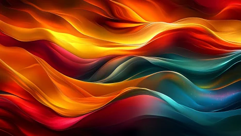 Layered abstract color waves in warm and cool spectrum.