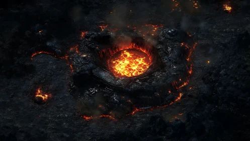 Lava Pool Crater with Incandescent Core.