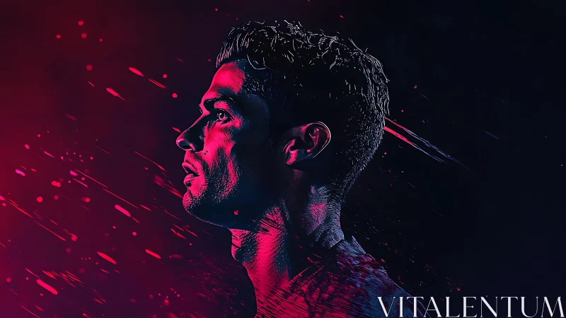 Neon-lit portrait of focused athlete in electric stillness.