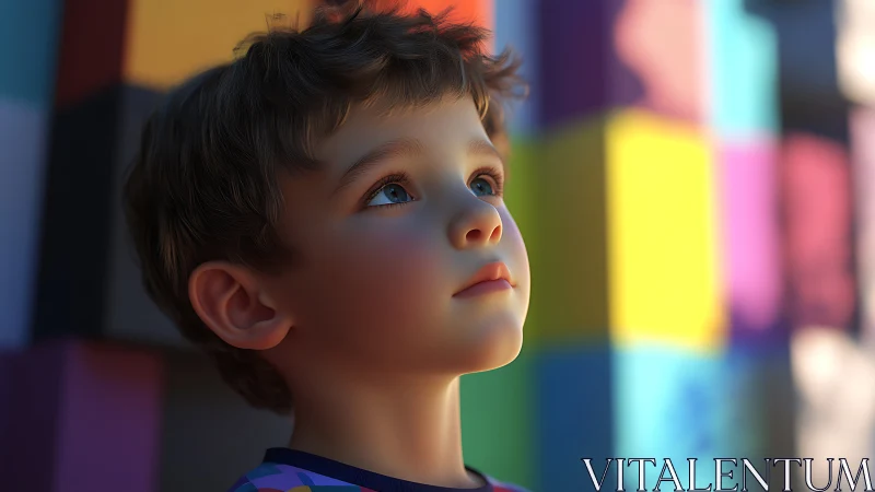 Young Profile Against Chromatic Light Environment.