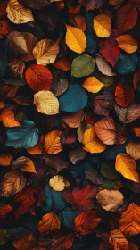 Gentle carpet of jewel-toned autumn leaves at rest.