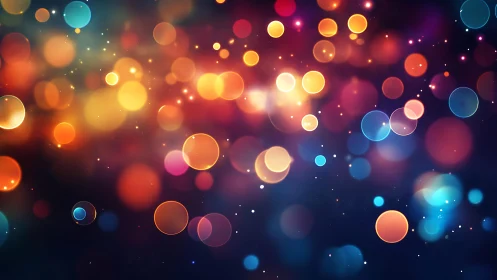 Vibrant abstract bokeh lights in warm and cool hues, digital art.