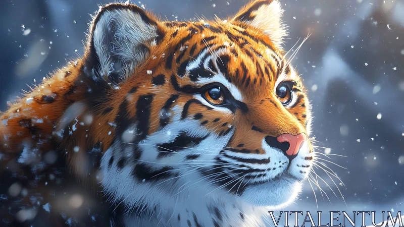 Snow-dusted tiger dreamer with starlit eyes and curious heart.