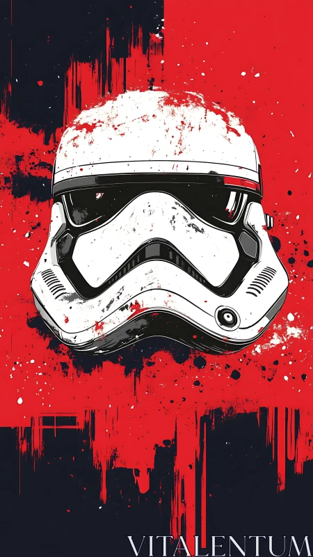 Helmet of ordered chaos drips across a rebel red sky